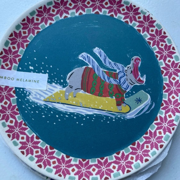 NIB Emily Taylor for George & Viv Melamine Holiday Dessert Plates,  Set of 4 - Picture 8 of 10